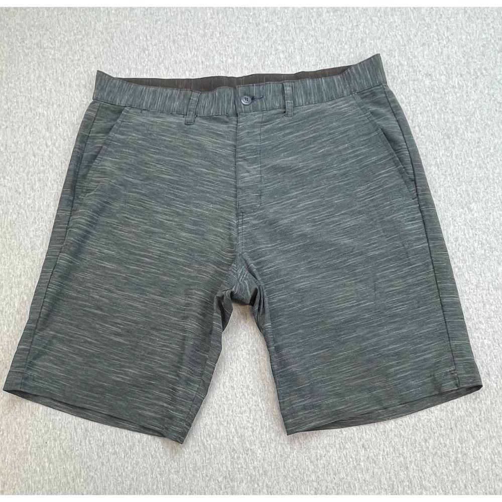 Burnside Shorts Mens 36 Gray Heathered Performance Stretch Flat Front 10" Inseam